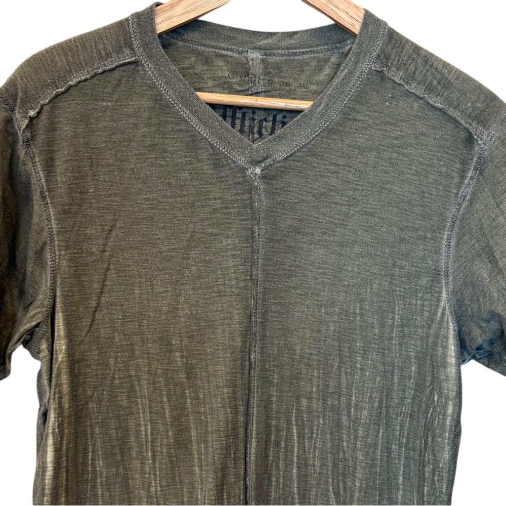 Affliction Standard Series Vneck Graphic Vintage Wash Tee Mens Size Medium Green - Picture 3 of 10